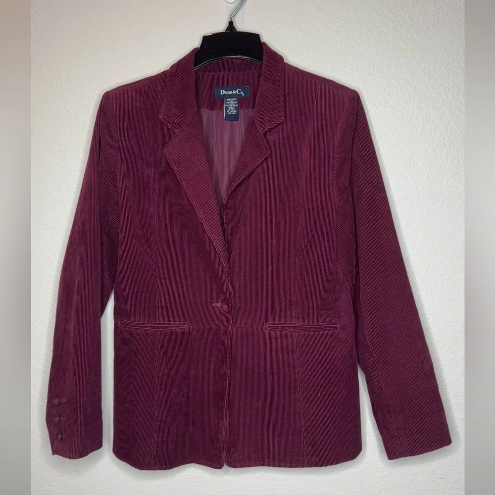 Corduroy Blazer Jacket Women’s M Burgundy Career Classic Jacket‎
